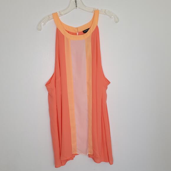 NEW Torrid Georgette Halter Tank Colorblock Coral Lightweight Sleeveless Women 3 - Picture 9 of 12